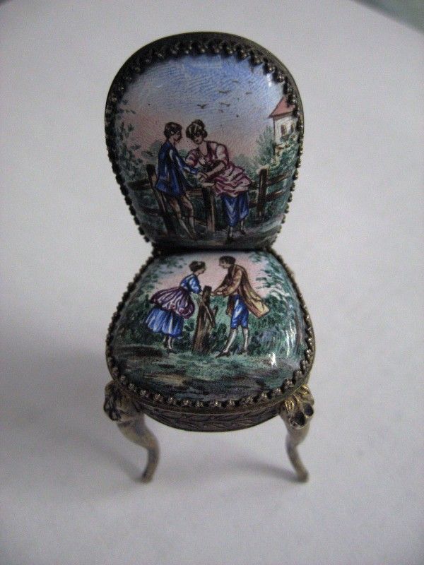 Vintage Doll House Enamel Miniature Chair