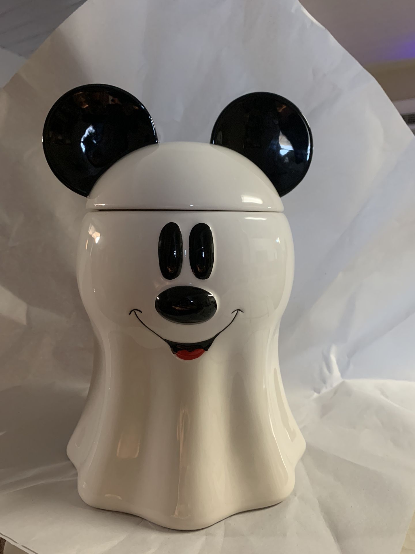 Halloween Ghost Mickey Mouse Cookie Jar 