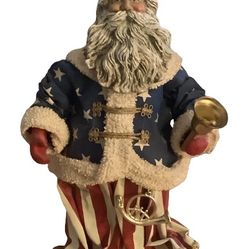 Unbranded Patriotic Santa Claus Statue With Red & White Stripes