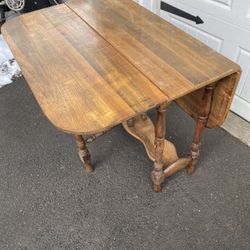 Vintage Wooden Table With Expanding Sides 