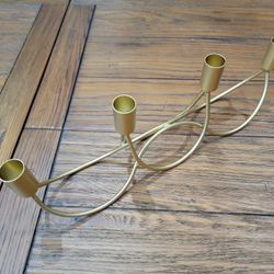 12 Metal Solid Candelabra, 15" x 3" x 5", Gold