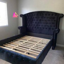 Black Bed Frame | Alzire Queen Upholstered Bed| Alzire Bed | Color Options @ Fast Delivery 🚚