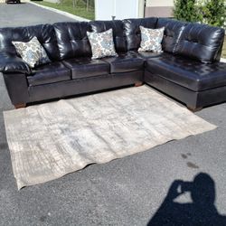 FAUX Leather L Chaise Sectional 
