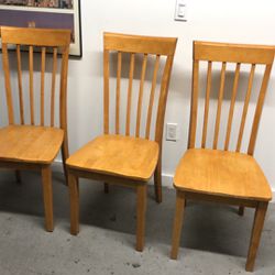 3 Good Condition Strong Solid Wood Dining Chairs