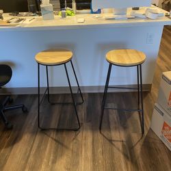 New Wood Top Metal Stool