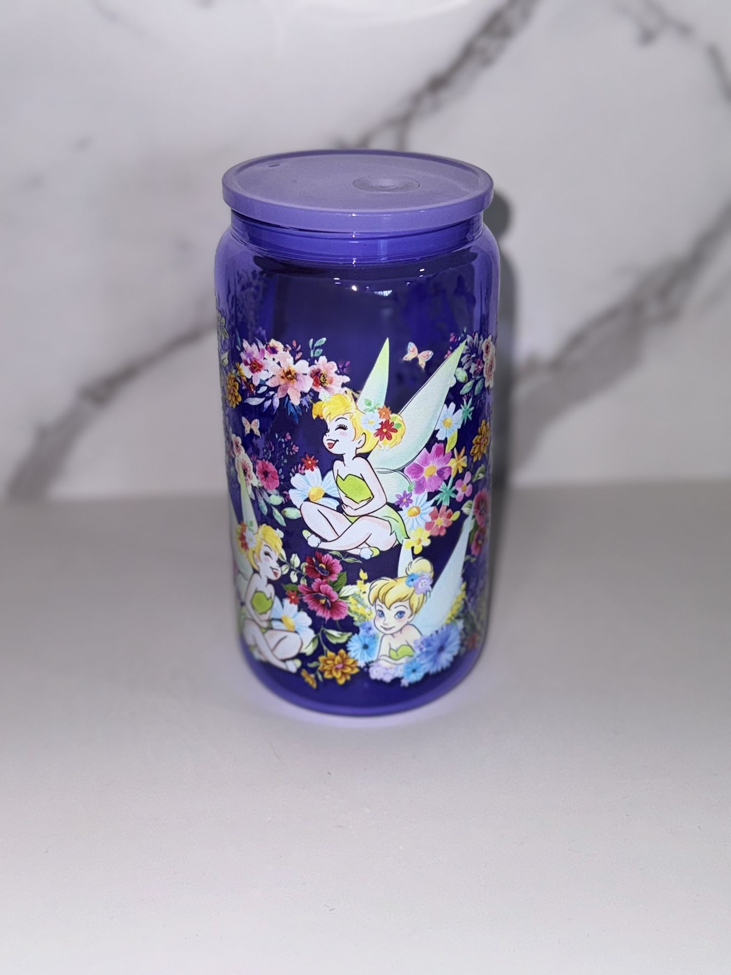 tinkerbell glass can cup 16oz