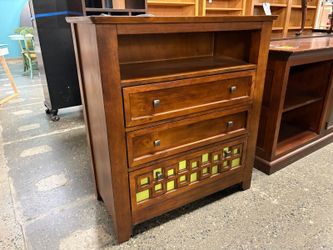 TRADEWINS Light Wood Transitional Mission Style 3-Drawer Tall Media Console