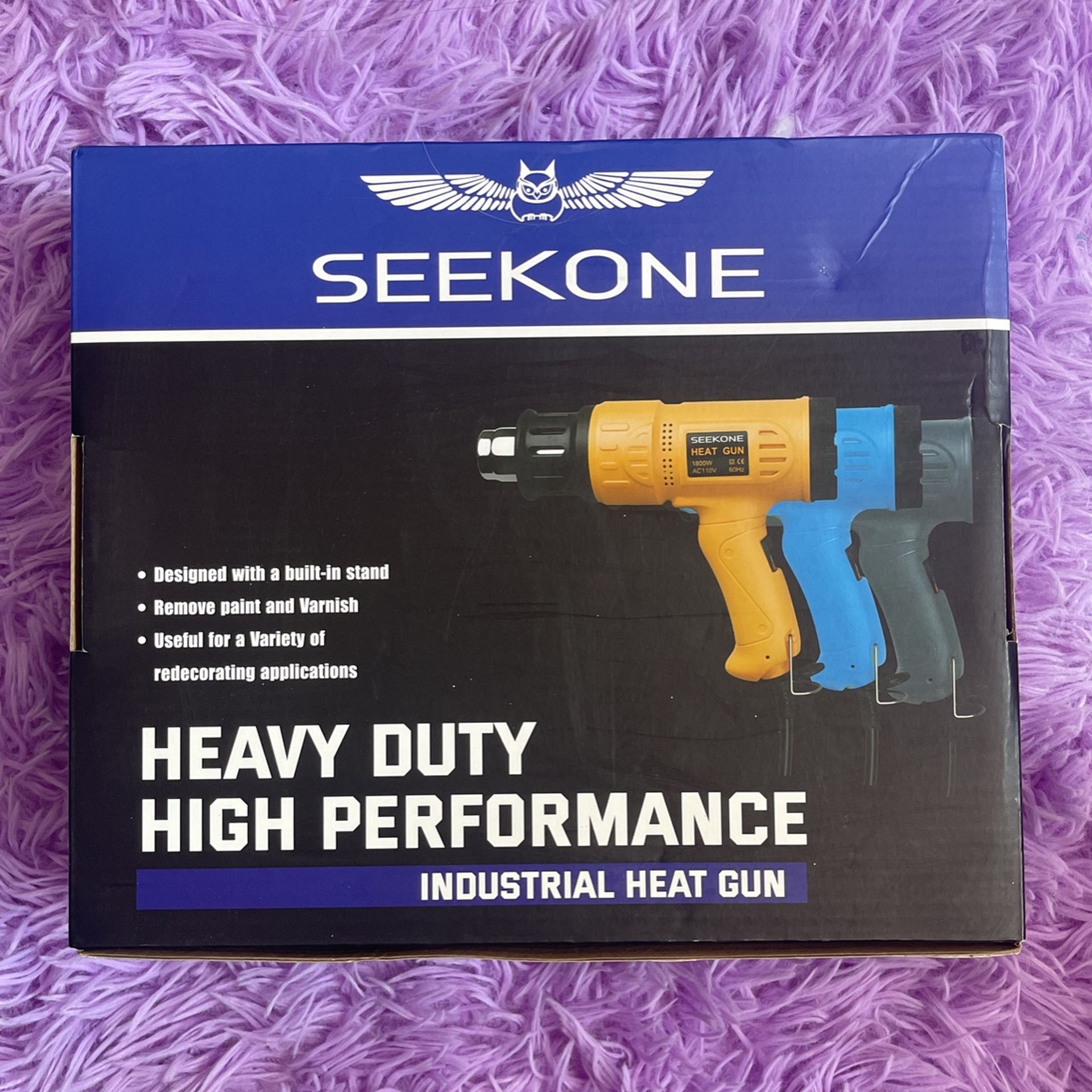 Seekone Pistola de calor 1800W Pistola de aire caliente - Kit de control de temperatura variable con 2 ajustes de temperatura 4 boquillas 122°F - 1202