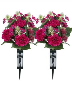 Artificial Cemetery Flowers for Grave: with Vase, 2 Pcs, Hot Pink
Beautiful, Weather-Resistant, Peony Bouquets for Cemetery, Gravesites, Spring Outdoo