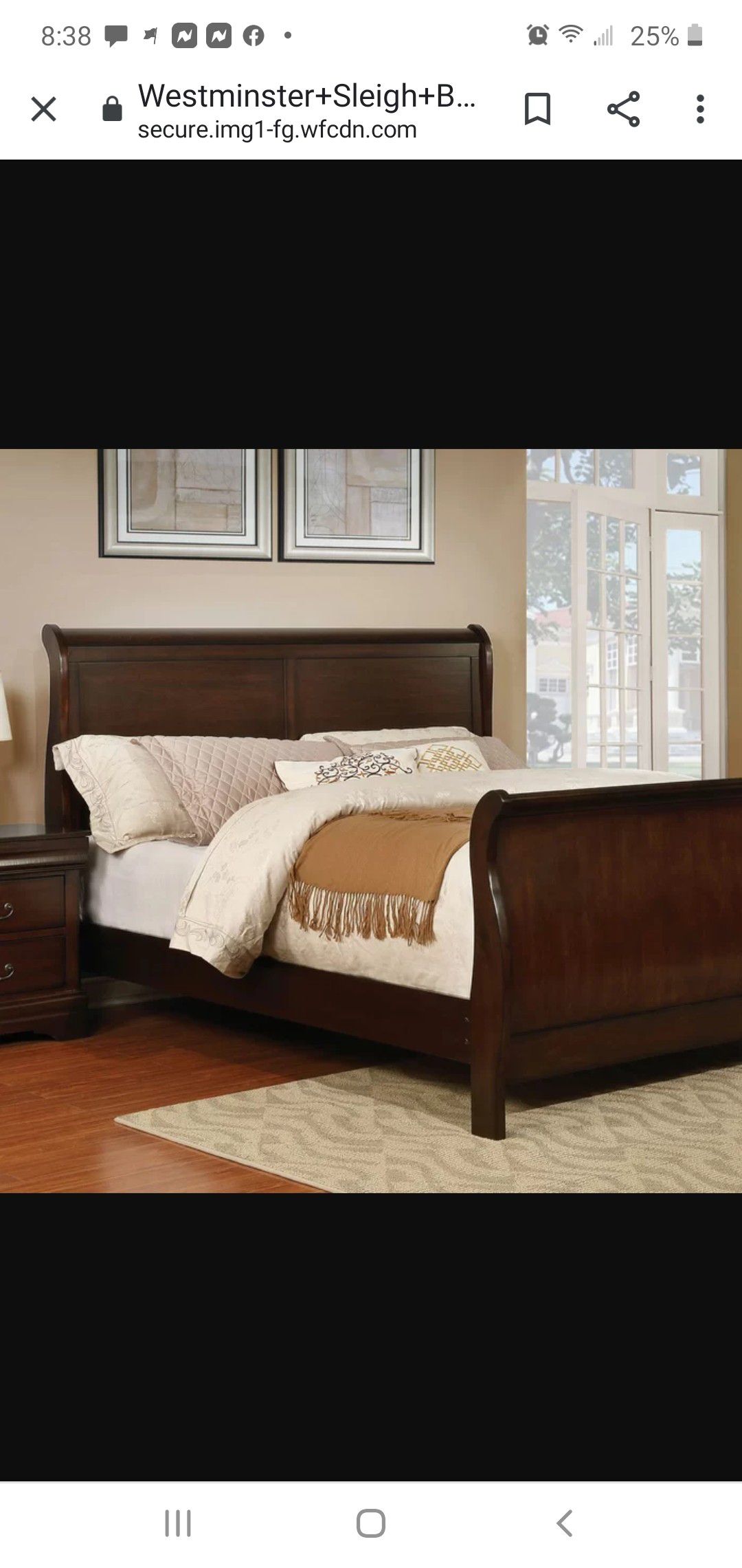 King sized sleigh bed frame