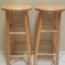Set Of 2 - Winsome Wood 30" Natural Wood Stools 