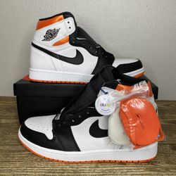 NEW Mens Nike Air Jordan 1 Retro High Shoes Electro Orange Size 9.5