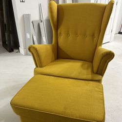 Wing Chair With Ottoman Yellow