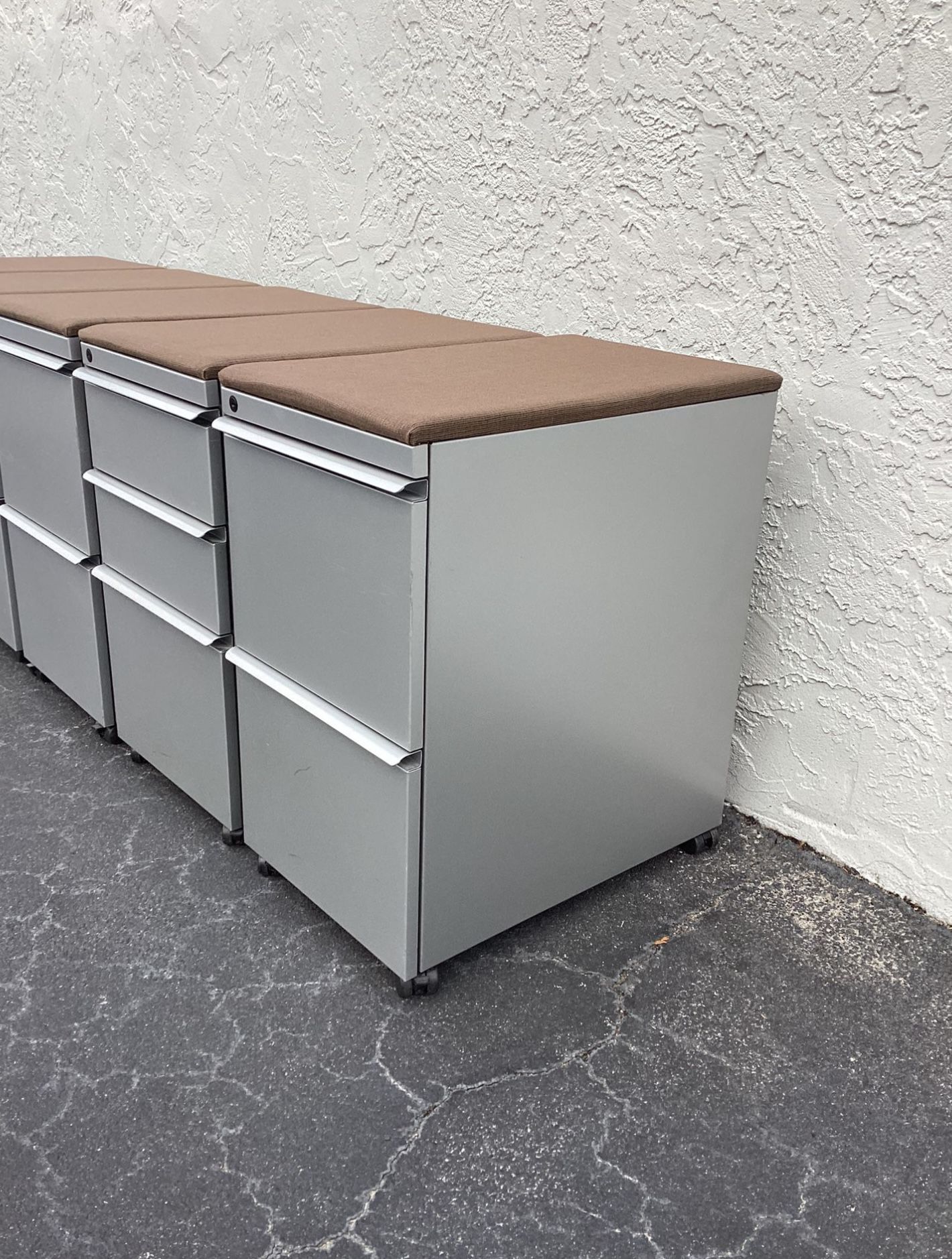 Mobile Metal File Cabinets With Wheels And Cushioned Tops (5 Available) (Delivery Available)