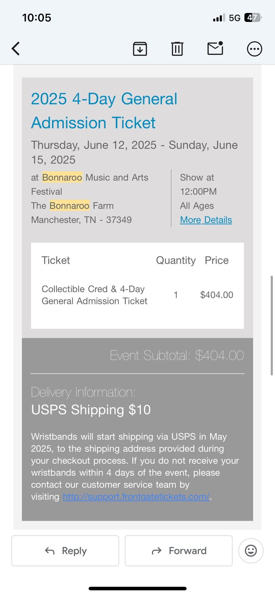 Bonaroo Ticket