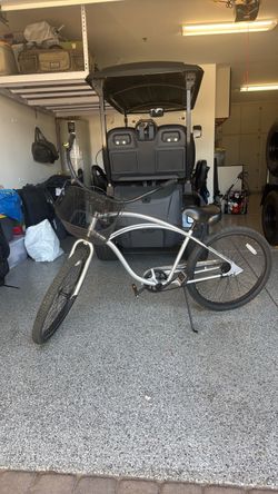 Silver Beach Cruiser Bicycle with Basket