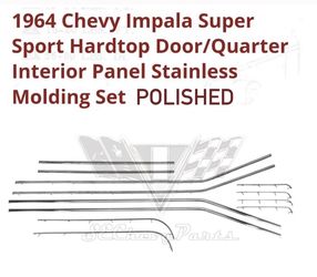 1964 Chevy Impala super sport Hardtop Door/quarter Interior Panel Stainless Molding Set Polished