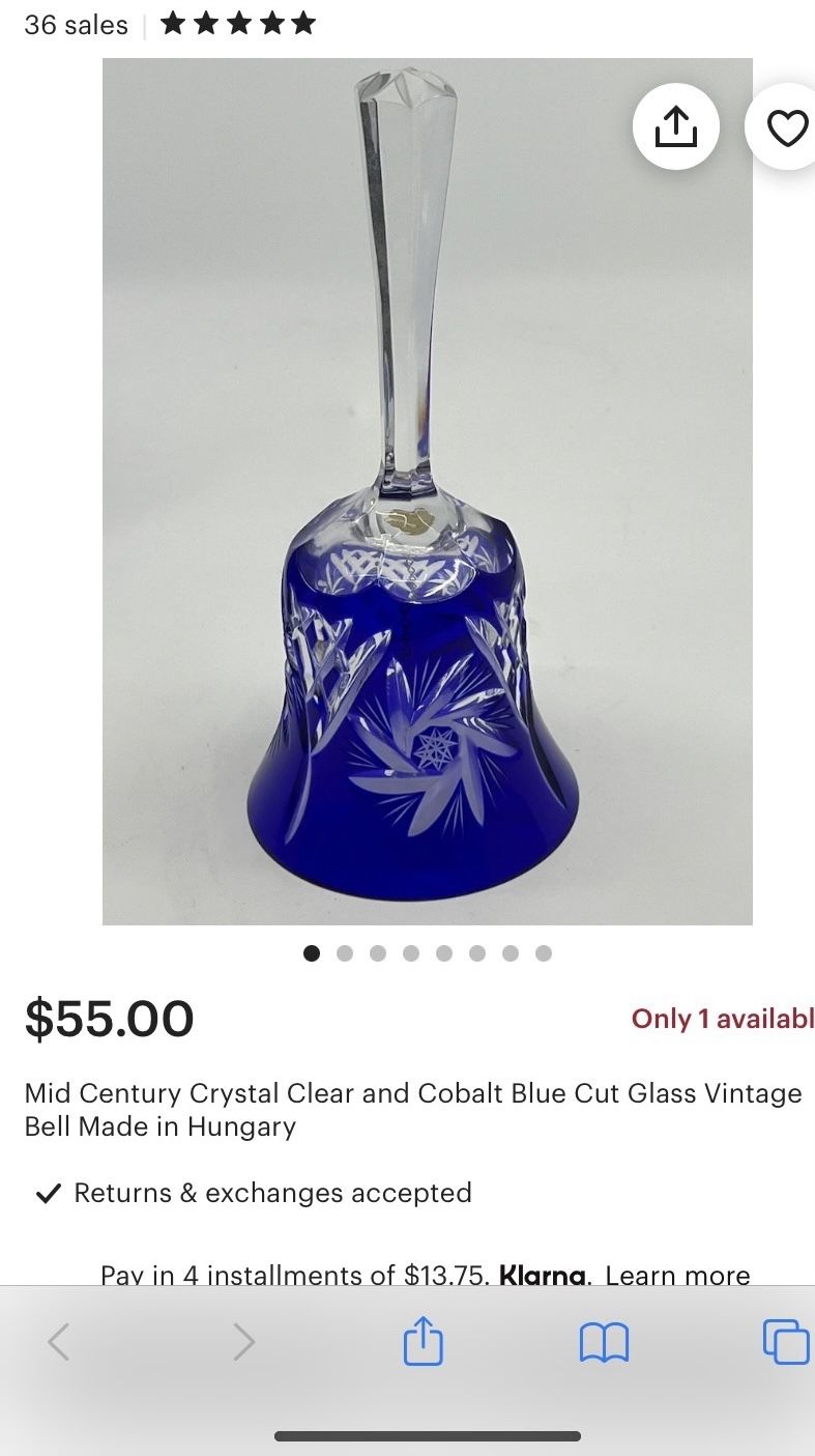 Antique Mid Century Crystal Cobalt Blue Glass Made In Hungary 