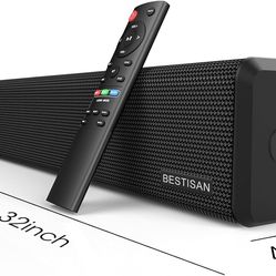 Powerful 32" Bluetooth Soundbar, 100W 2.1 Channel, Built-In 3" Subwoofers, HDMI ARC as