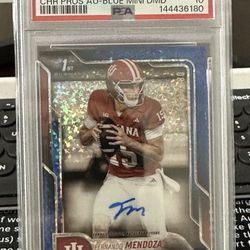 2025 Bowman U Chrome Fernando Mendoza Blue Mini Diamond Auto Gem Mint 10