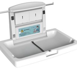 New Baby Changing Station Wall Mounted Fold Down Commercial Horizontal Baby Changing Table with Safety Strap Storage Box Hanging Rod Horizontal-X1 $50