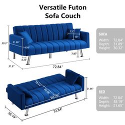 Blue Sofa Bed Couch 🛋️ Brand New Folds Down Into A Bed 🛏️ 
