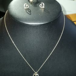 4pc Gold Set With Diamond Hearts