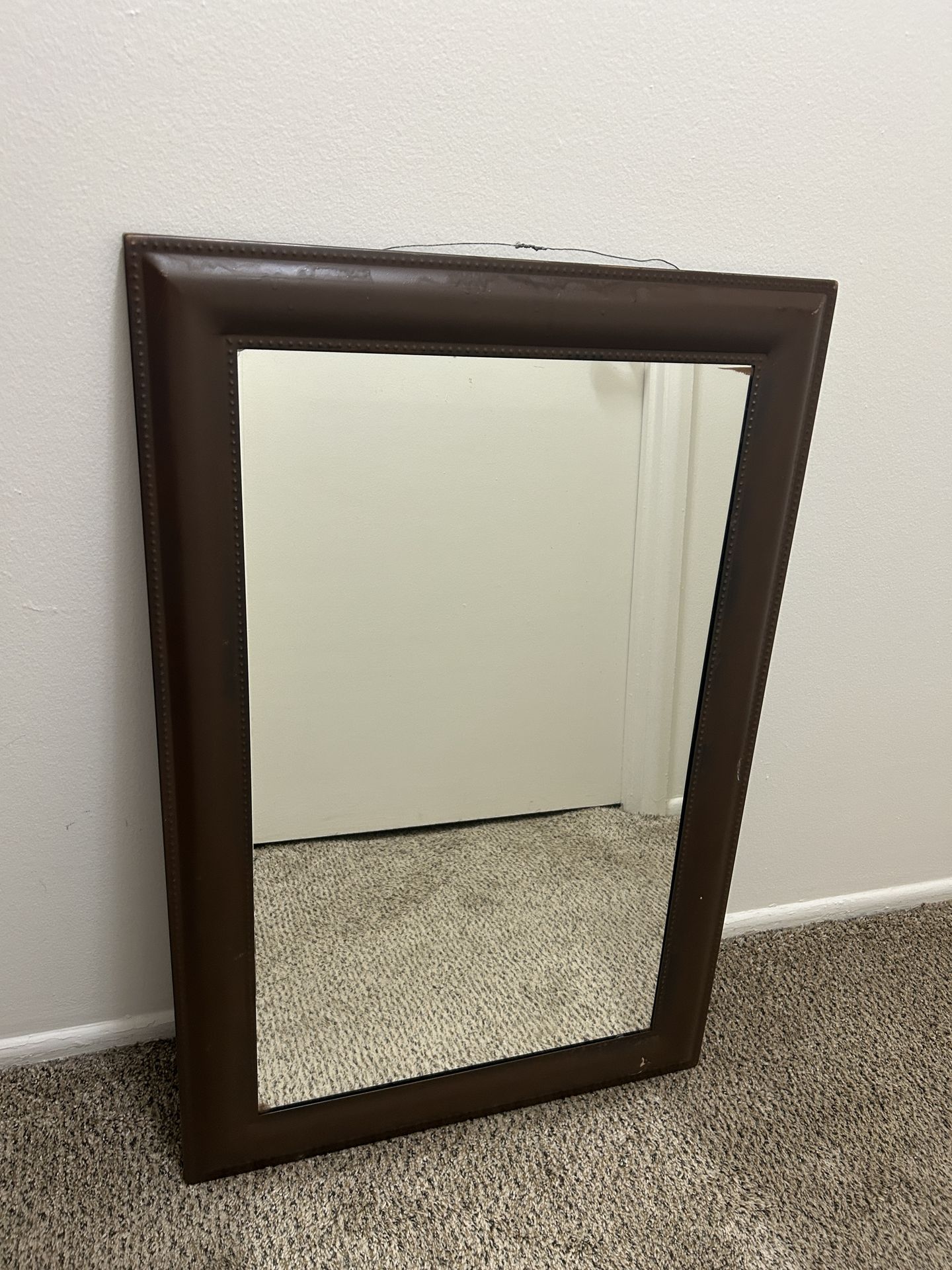 Brown Metal Framed Mirror 2x3 ft Can Hang Vertical or Horizontal