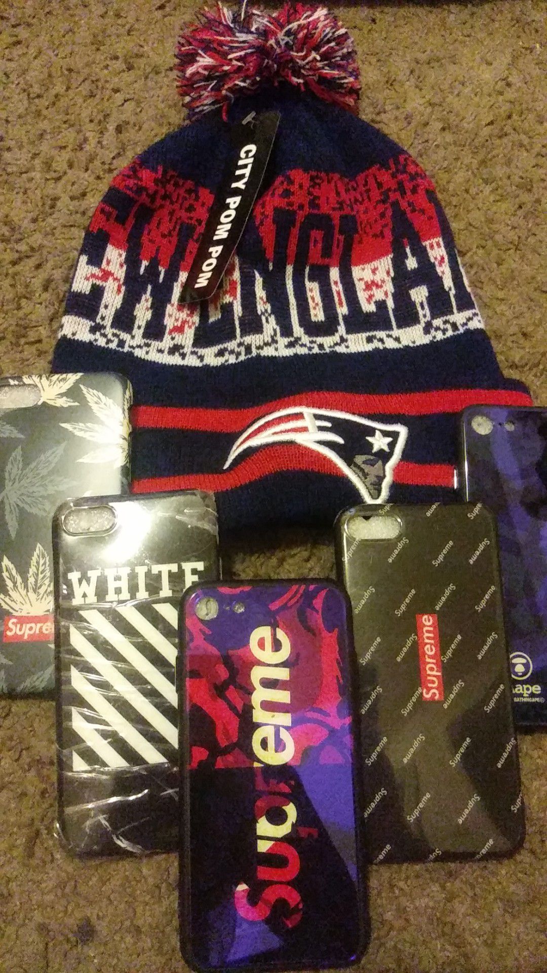 New Iphone 7 cases and new patriots beanie