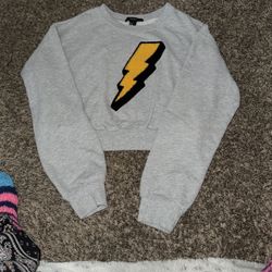 F21 Lightning Bolt Cropped Sweater