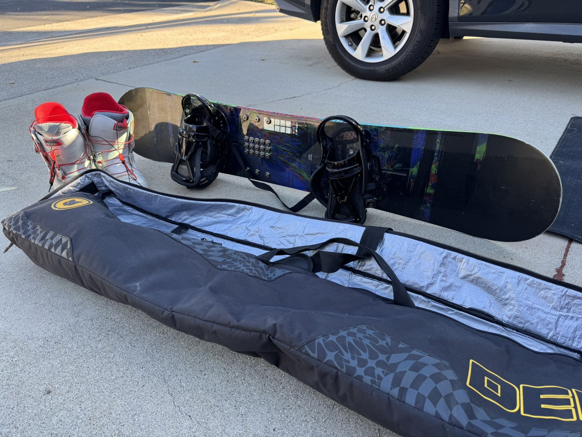 Burton Custom X Snowboard With Bindings, Boots, Bag