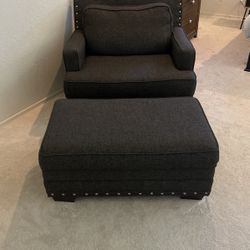 Pair Of Chairs w/ Storage Ottomans