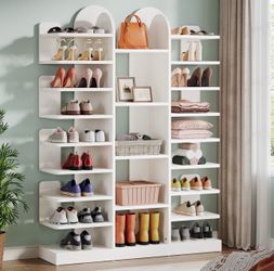 Tribesigns 9-Tier White Shoe Rack, Freestanding Shoe Organizer with Open Shelves Brand New still in the box E467