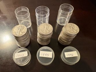 SILVER Half Dollars Walking Liberty - 90% Silver! Sets of 20 coins for $465.  Older dates 1943, 1945, 1946.  Great Collection; not gold Morgan or Peac