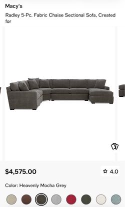 Macys Radley 5-Pc. Fabric Chaise Sectional Sofa