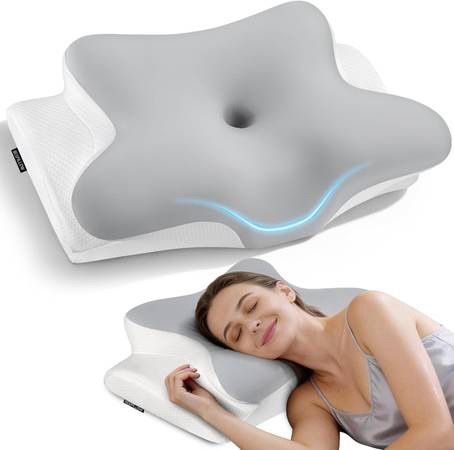 new Cervical Neck Pillow for Pain Relief - Ergonomic Side Sleeper Pillow for Neck Support, Cooling Memory Foam Pillows for Sleeping, Contour Pillow Or