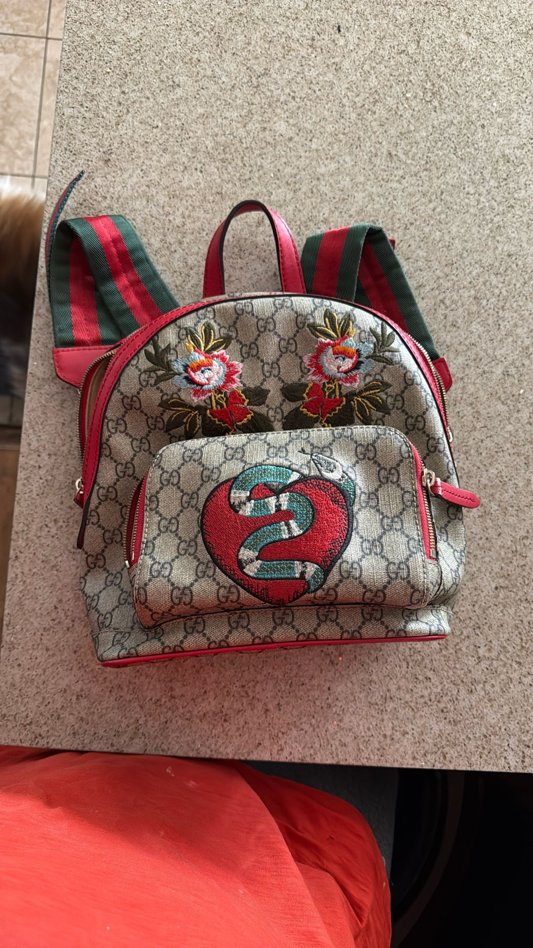 GUCCI Women's GG Flower Heart & Snake Embroidery Backpack