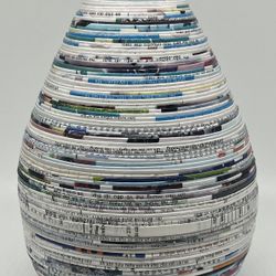 Vtg Rolled Paper art Tramp Style Vase