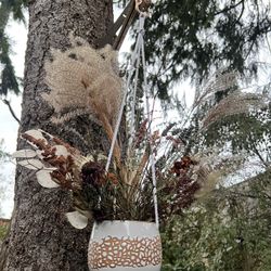 Ceramic Hanging Pot With Dried Flowers