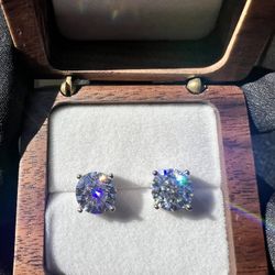 New Moissanite 10H10A Earrings 6CT(3CT *2) 18K White Gold Plated Sterling Silver