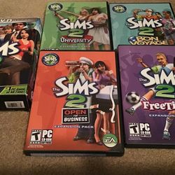 5 PC  CD- ROM  SIMS 2  Expansion Pack Games With DVD/CD Case