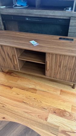Wood TV Stand with Sliding Doors