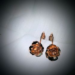 1960's Vintage Mini Rose Clip On Earrings