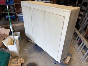 Large White Wood Cabinet with Doors