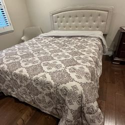 Tan Queen Upholstered Bed Frame