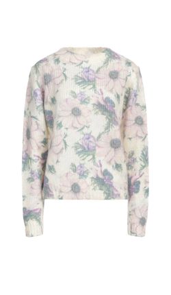 Floral Knit Sweater in Cream & Lavender