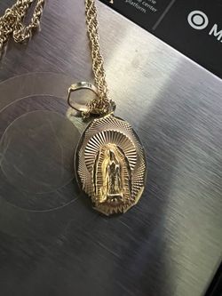 virgin mary gold pendant