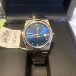 Movado BOLD Quest Blue Sunray Dial with index Stainless steel 40mm Watch (contact info removed)