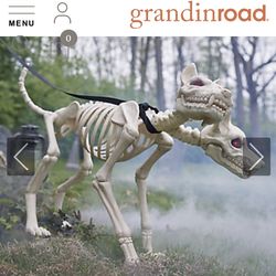 Halloween 2 headed barking dog skeleton