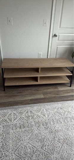 Wood and Metal TV Stand with Shelves
